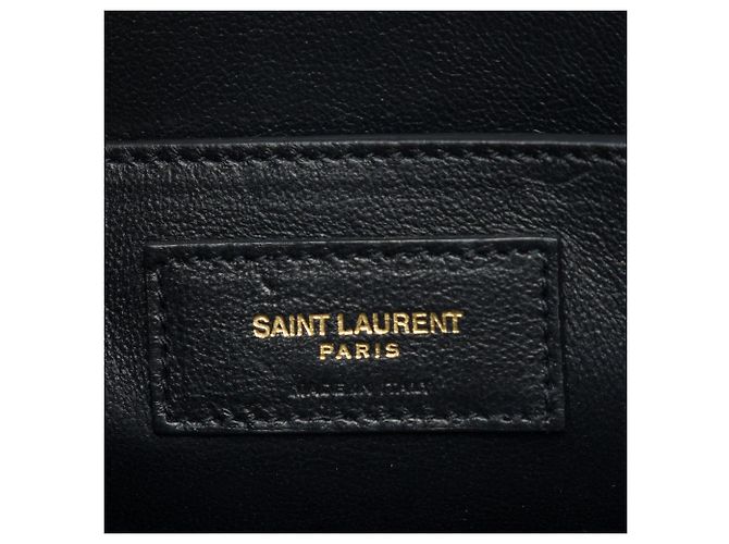 Autre Marque Clutch Manhattan Saint Laurent in pelle di vitello liscia nera con catena Nero - vista 5