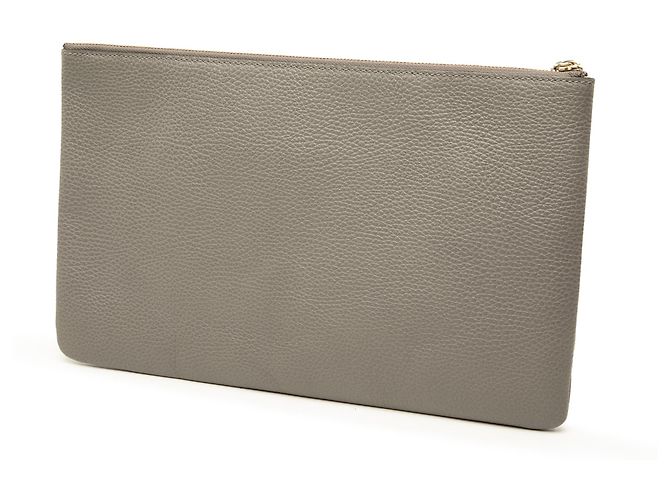 Bamboo Clutch Gucci in vitello grigio con nappa in bambù Marrone - vista 2