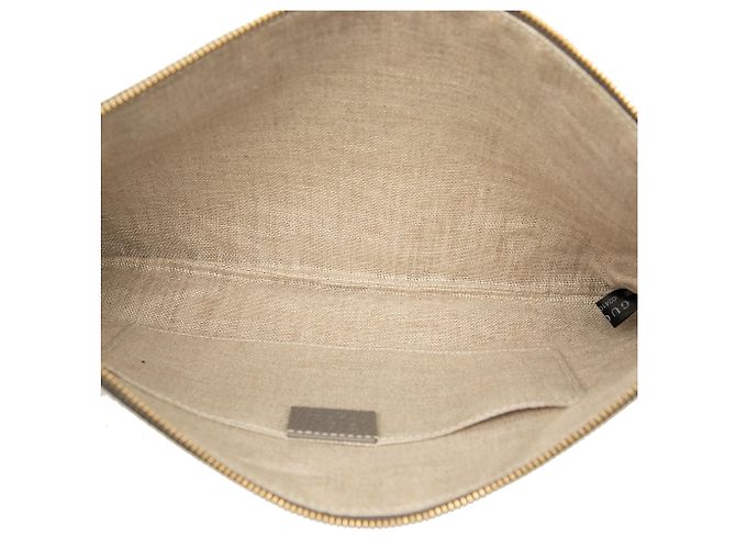 Bamboo Clutch Gucci in vitello grigio con nappa in bambù Marrone - vista 4