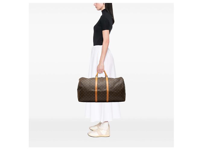 Louis Vuitton Brown Monogram Keepall 60 Marron - vue 6