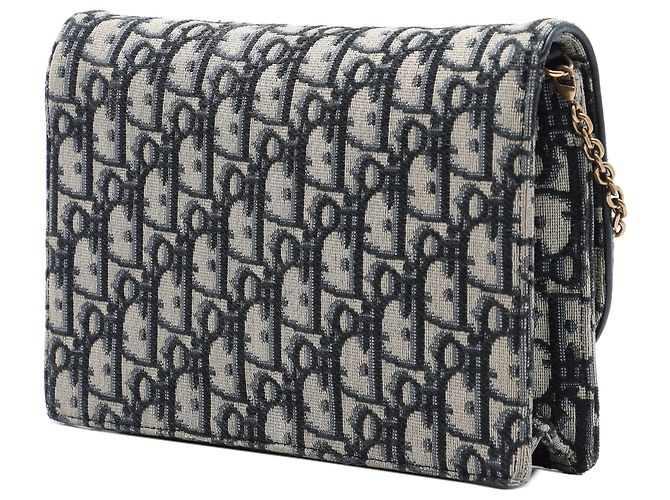 Autre Marque Dior Saddle Pouch Wallet on Chain aus Blue Oblique Canvas Blau Marineblau - Ansicht 2
