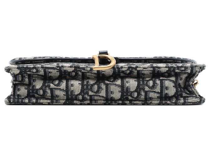 Autre Marque Dior Saddle Pouch Wallet on Chain aus Blue Oblique Canvas Blau Marineblau - Ansicht 3