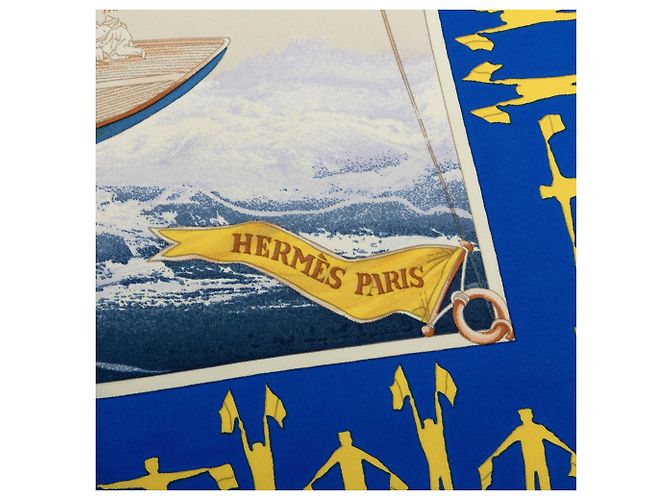 Foulard di seta Hermès Blue En Course 90 - vista 4