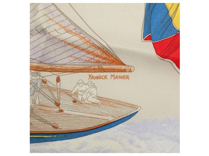 Foulard di seta Hermès Blue En Course 90 - vista 5