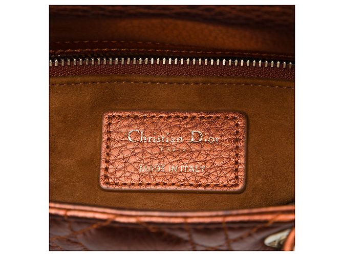 Autre Marque Dior Brown Mini Metallic Calfskin Cannage Lady Dior Marrone Bronzo - vista 5