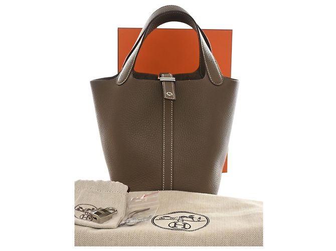 Hermès Brown Clemence Picotin Lock 18 Marron Taupe - vue 5