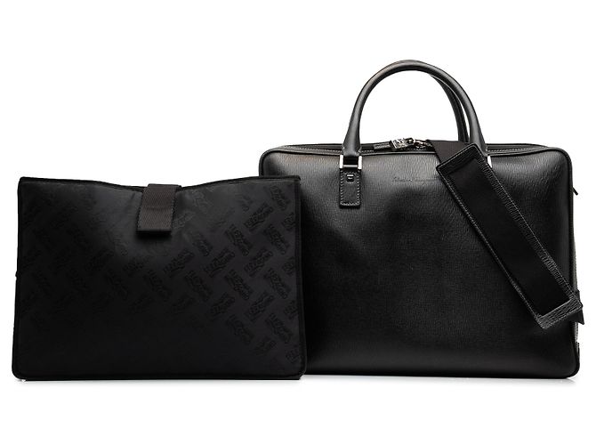 Salvatore Ferragamo Mala de negócios Ferragamo em pele de vitelo preta Preto - vista 7