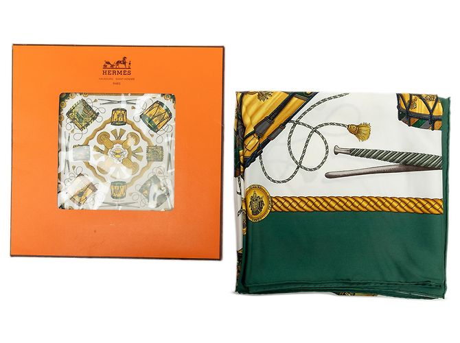 Lenço de seda Hermès White Les Tambours 90 - vista 9