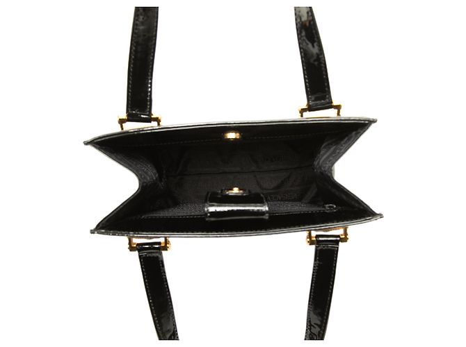Borsa Box Sunburst Versace in vernice nera e pony hair Nero - vista 4
