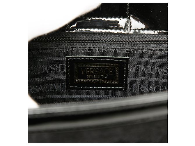 Borsa Box Sunburst Versace in vernice nera e pony hair Nero - vista 5