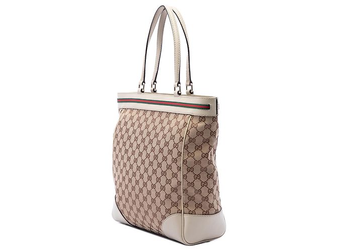 Gucci Mayfair Tote aus beigem GG Canvas und Web - Ansicht 2