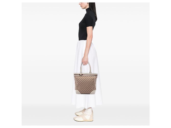 Gucci Mayfair Tote aus beigem GG Canvas und Web - Ansicht 6