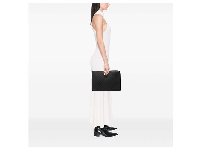 Gucci Black GG Supreme Interlocking G Clutch Schwarz - Ansicht 6