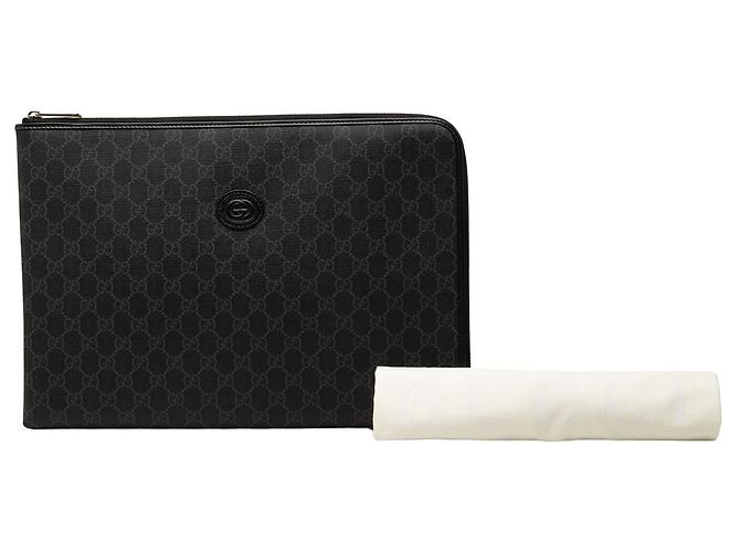 Gucci Black GG Supreme Interlocking G Clutch Schwarz - Ansicht 7