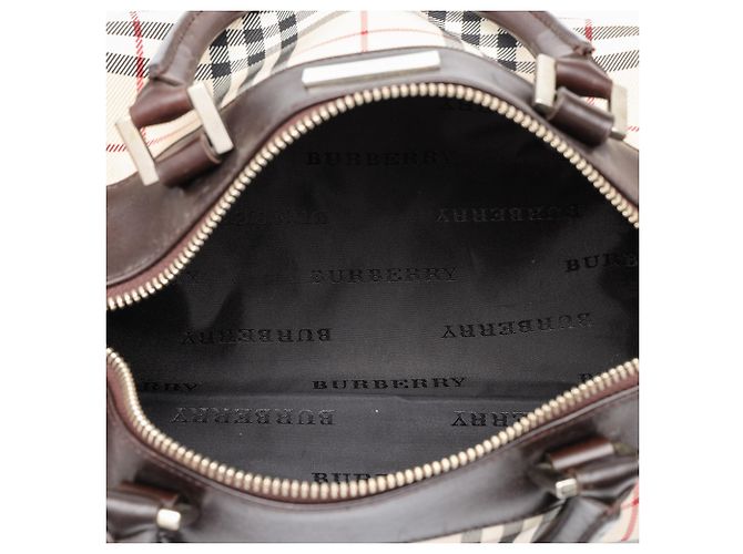 Sac à main cylindrique Burberry Beige House Check Canvas - vue 4