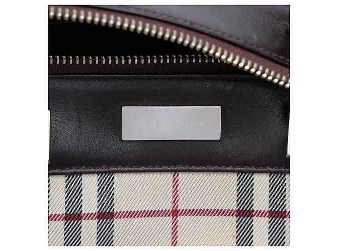 Sac à main cylindrique Burberry Beige House Check Canvas - vue 5