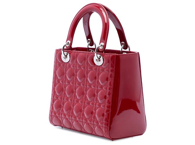 Autre Marque Dior Red Medium Patent Cannage Lady Dior Rot Bordeaux - Ansicht 2