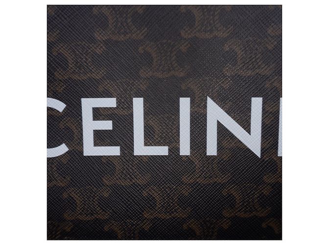 Céline Celine Borsa Camera Small Triomphe in tela rivestita marrone con logo Marrone scuro - vista 5