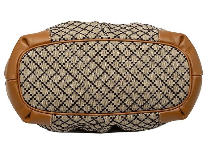 Borsa Satchel Gucci Beige Diamante Canvas Sukey - vista 3