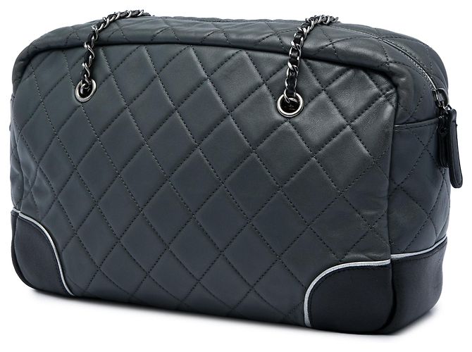 Chanel Gray Medium CC Bicolor gesteppte Kalbsleder Chain Camera Bag Braun Anthrazitgrau - Ansicht 2