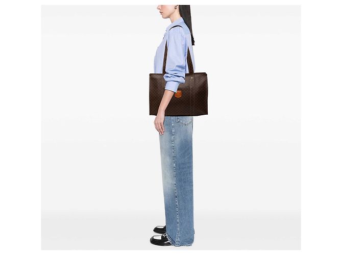 Céline Bolso Tote Celine Brown Macadam Coated Canvas Castaño Marrón oscuro - vista 6