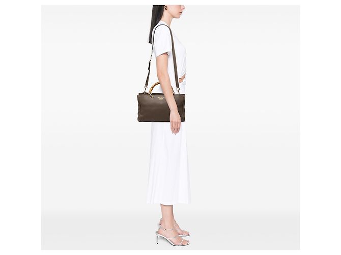 Borsa Gucci Bamboo Shopper media in pelle di vitello marrone Taupe - vista 7