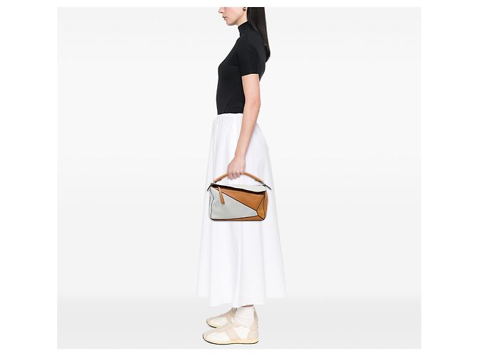 Sac Puzzle LOEWE Medium Bicolor en cuir de veau marron - vue 6