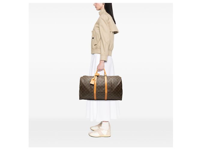 Louis Vuitton Brown Monogram Keepall 55 Marrom - vista 7