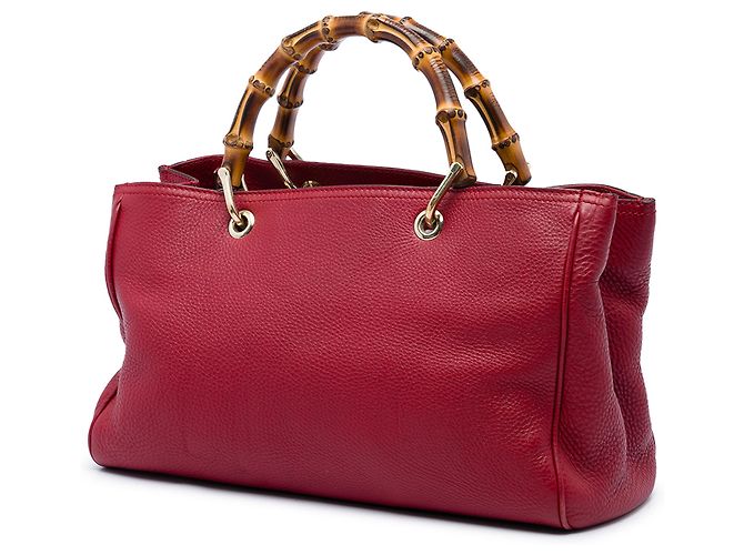Borsa Gucci Bamboo Shopper media in pelle di vitello rossa Rosso - vista 2
