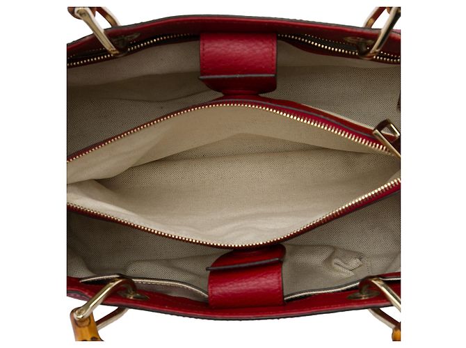 Borsa Gucci Bamboo Shopper media in pelle di vitello rossa Rosso - vista 4