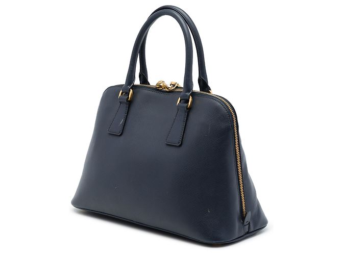 Prada Blue Medium Saffiano Lux Promenade Satchel Tasche Blau Marineblau - Ansicht 2