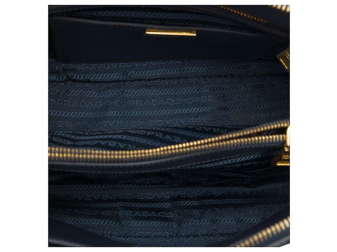 Prada Blue Medium Saffiano Lux Promenade Satchel Tasche Blau Marineblau - Ansicht 4