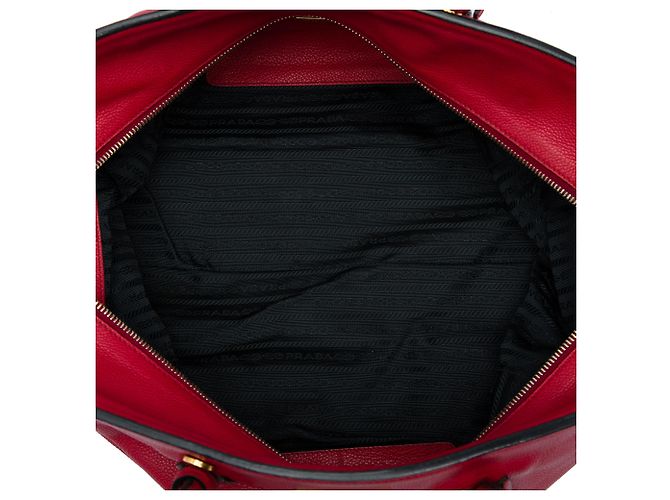 Bolso Tote Convertible Prada Red Vitello Daino con Cierre Roja - vista 4