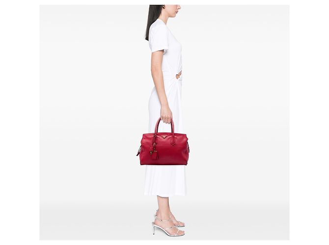 Bolso Tote Convertible Prada Red Vitello Daino con Cierre Roja - vista 6