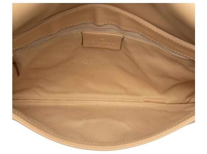 Borsa a tracolla con catena Gucci in vitello beige - vista 4
