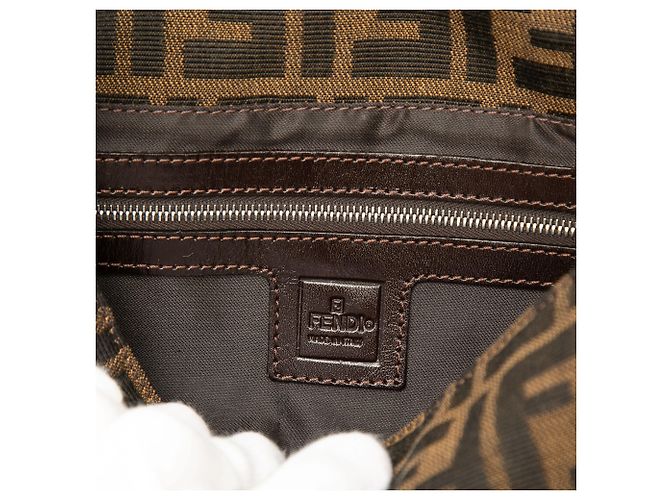 Borsa Baguette Fendi in tela Zucca marrone - vista 5