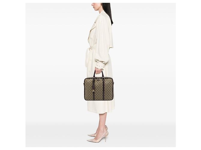 Borsa da lavoro Gucci Beige GG Supreme - vista 6