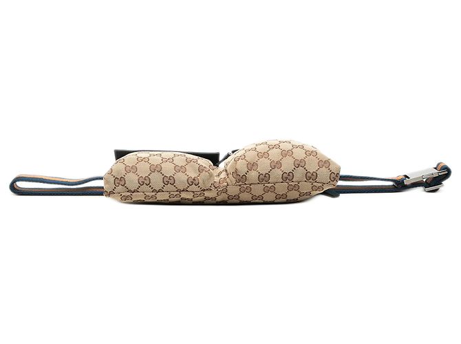 Bolso cinturón Gucci Beige GG Canvas Web con doble bolsillo - vista 3