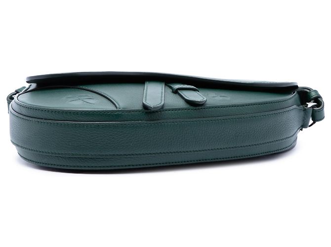 Autre Marque Borsa a tracolla Saddle Dior in pelle di vitello liscia goffrata verde con trifoglio Verde scuro - vista 3