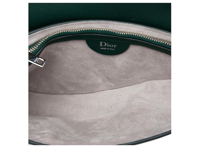 Autre Marque Borsa a tracolla Saddle Dior in pelle di vitello liscia goffrata verde con trifoglio Verde scuro - vista 4