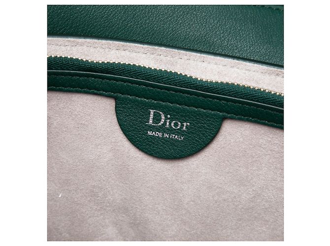 Autre Marque Borsa a tracolla Saddle Dior in pelle di vitello liscia goffrata verde con trifoglio Verde scuro - vista 5