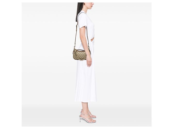 Borsa a tracolla Gucci Beige Small GG Supreme Emblem - vista 6