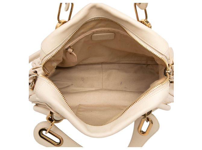 Chloé Paraty Satchel aus genarbtem Leder, braun, Medium Beige - Ansicht 4