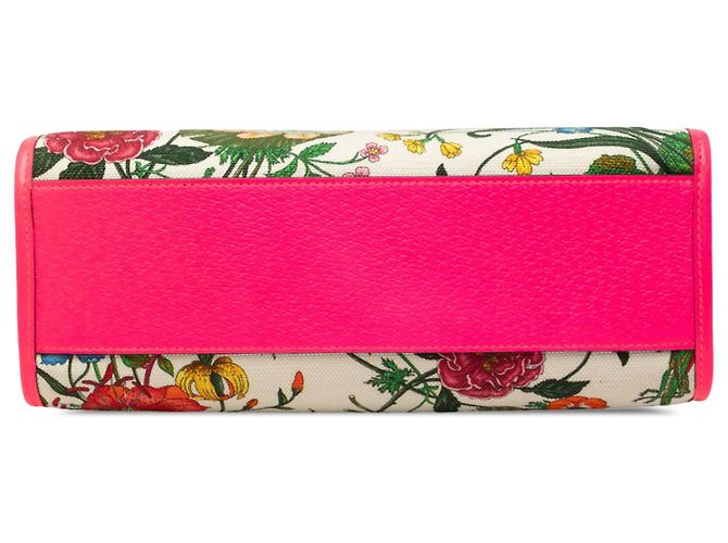 Gucci White Medium Canvas Flora Satchel - view 3