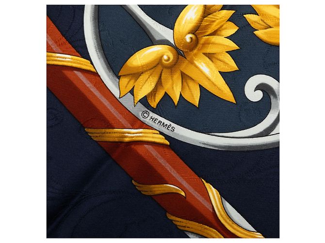 Lenço de seda Hermès Blue Daimyo Princes Du Soleil Levant 90 Azul Azul marinho - vista 9