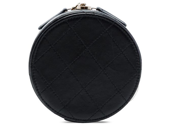 Chanel Mini CC Quilted Vanity Bag aus schwarzem Lammleder mit runder Kette - Ansicht 3
