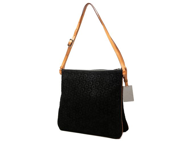 Céline Borsa a tracolla Celine Black C Macadam in camoscio con doppia zip Nero - vista 2