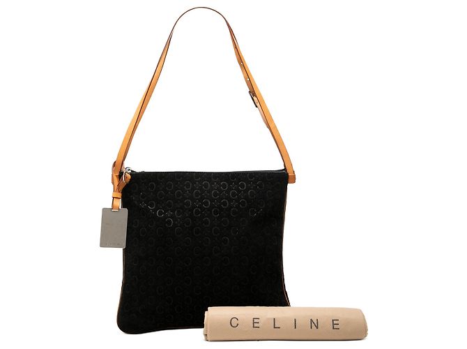 Céline Borsa a tracolla Celine Black C Macadam in camoscio con doppia zip Nero - vista 7