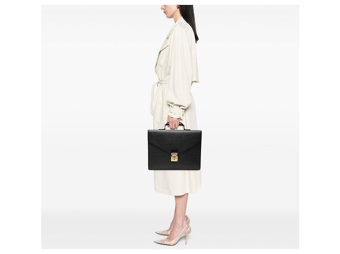Louis Vuitton Black Epi Serviette Conseiller Preto - vista 6