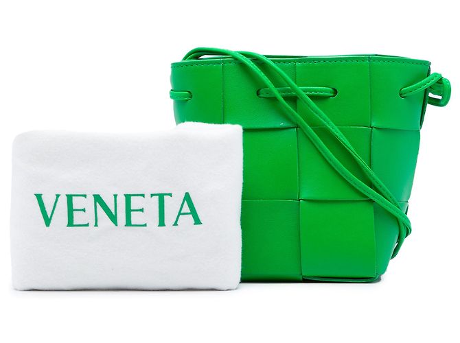 Bottega Veneta Borsa Secchiello Mini Nappa Maxi Intrecciato Cassette Verde D'oro - vista 6